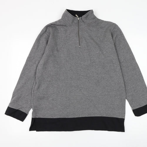 Jennifer Moore Womens Grey Polyester Henley Sweatshirt Size M Pullover