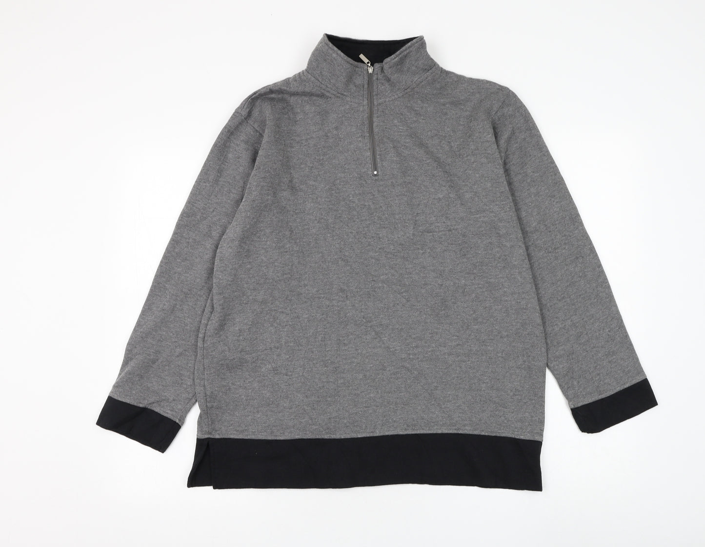 Jennifer Moore Womens Grey Polyester Henley Sweatshirt Size M Pullover