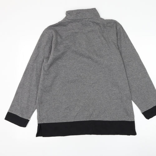 Jennifer Moore Womens Grey Polyester Henley Sweatshirt Size M Pullover