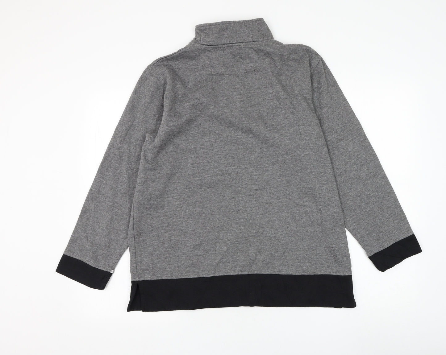 Jennifer Moore Womens Grey Polyester Henley Sweatshirt Size M Pullover