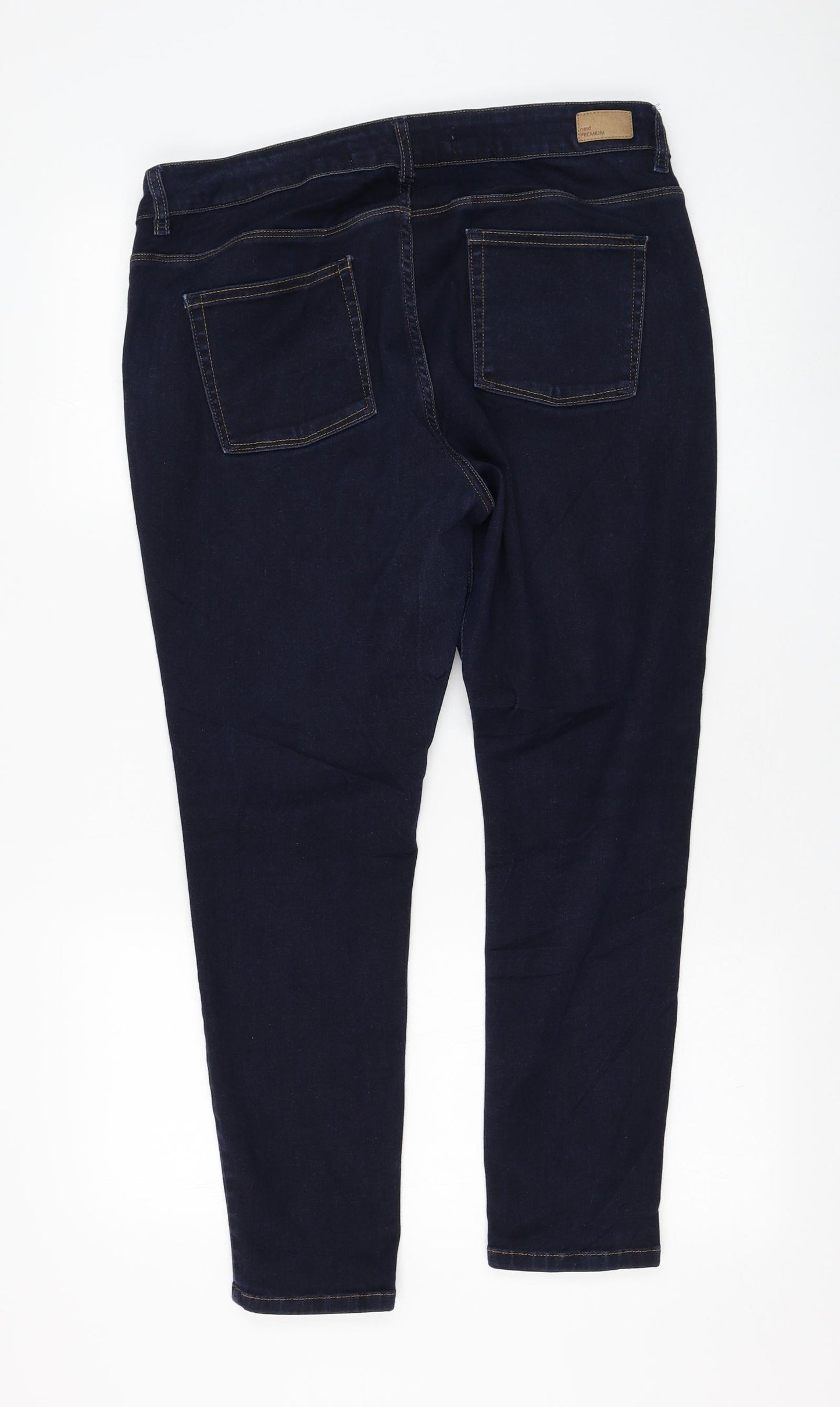 NEXT Womens Blue Cotton Straight Jeans Size 18 L26 in Regular Zip