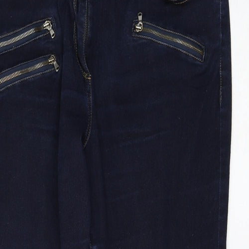 NEXT Womens Blue Cotton Straight Jeans Size 18 L26 in Regular Zip