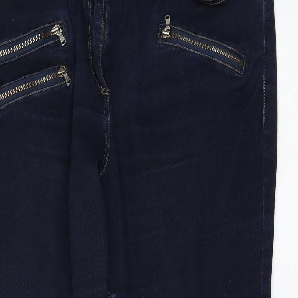 NEXT Womens Blue Cotton Straight Jeans Size 18 L26 in Regular Zip