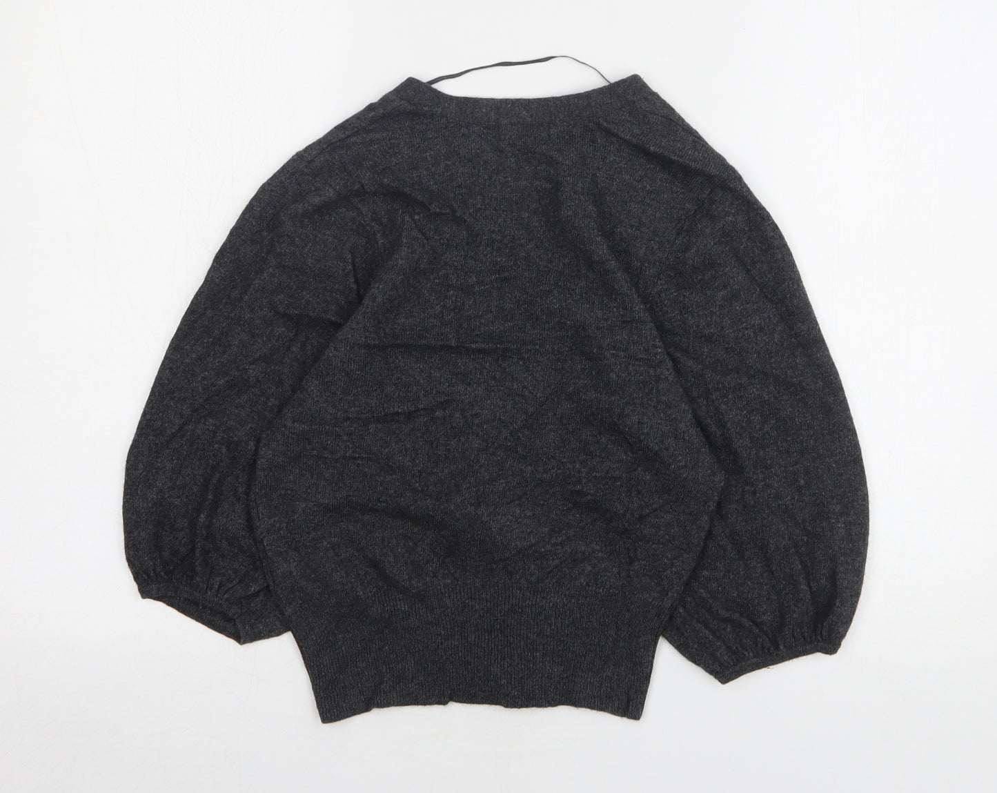 F&F Womens Grey V-Neck Viscose Cardigan Jumper Size 8