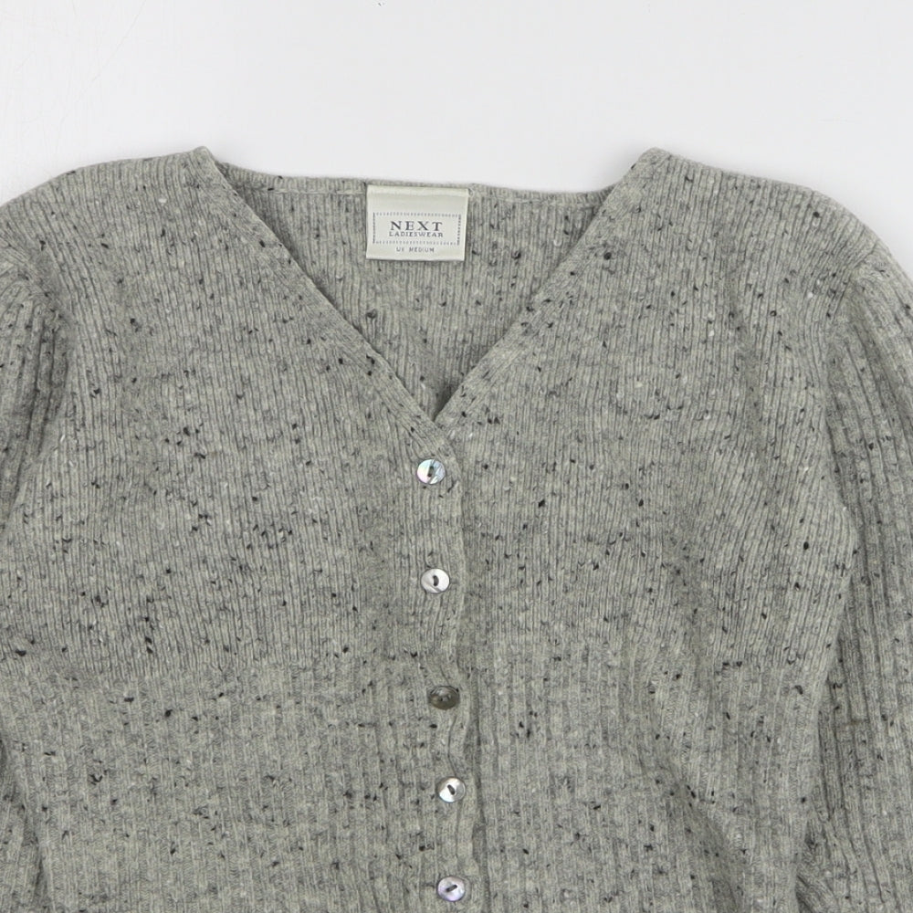 NEXT Womens Grey V-Neck Wool Cardigan Jumper Size M