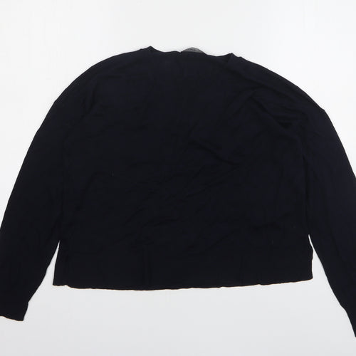 Zara Womens Blue Round Neck Viscose Pullover Jumper Size M
