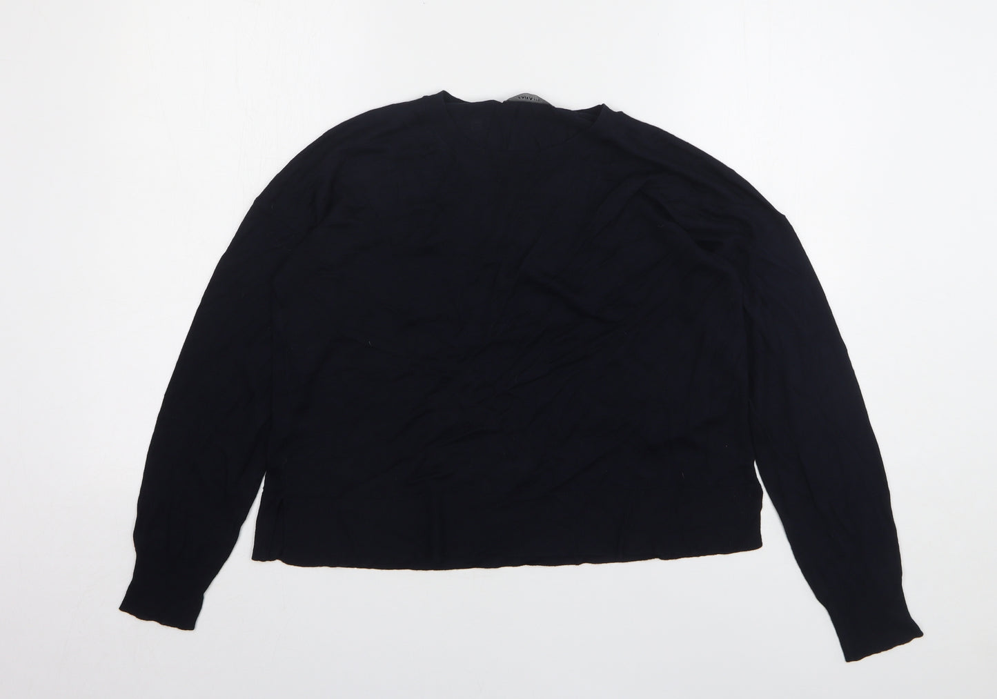 Zara Womens Blue Round Neck Viscose Pullover Jumper Size M