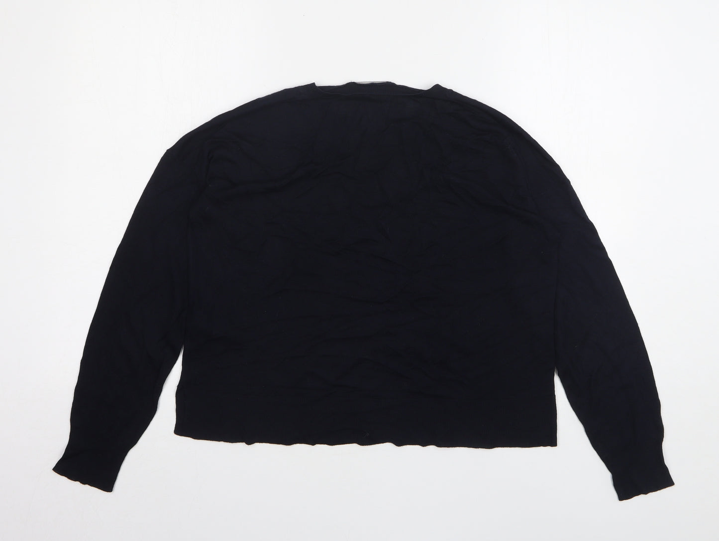 Zara Womens Blue Round Neck Viscose Pullover Jumper Size M