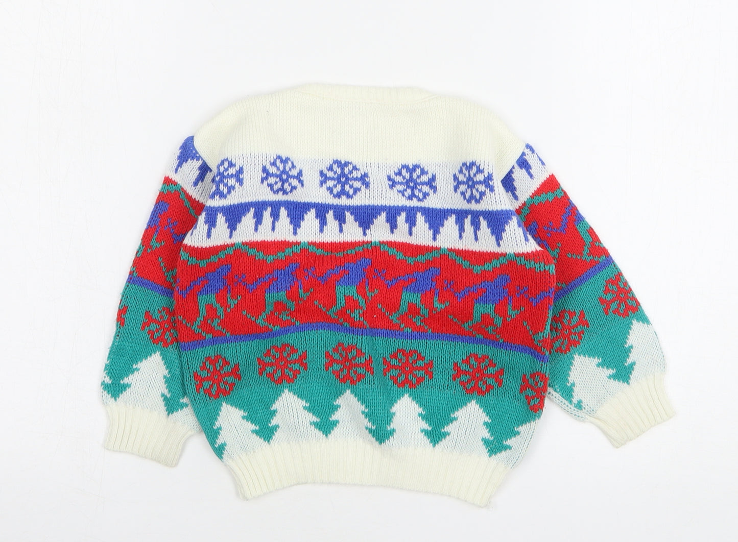 Ladybird Girls Multicoloured Round Neck Geometric Acrylic Pullover Jumper Size 3-4 Years