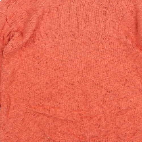 TU Womens Orange Round Neck Floral Cotton Pullover Jumper Size 10