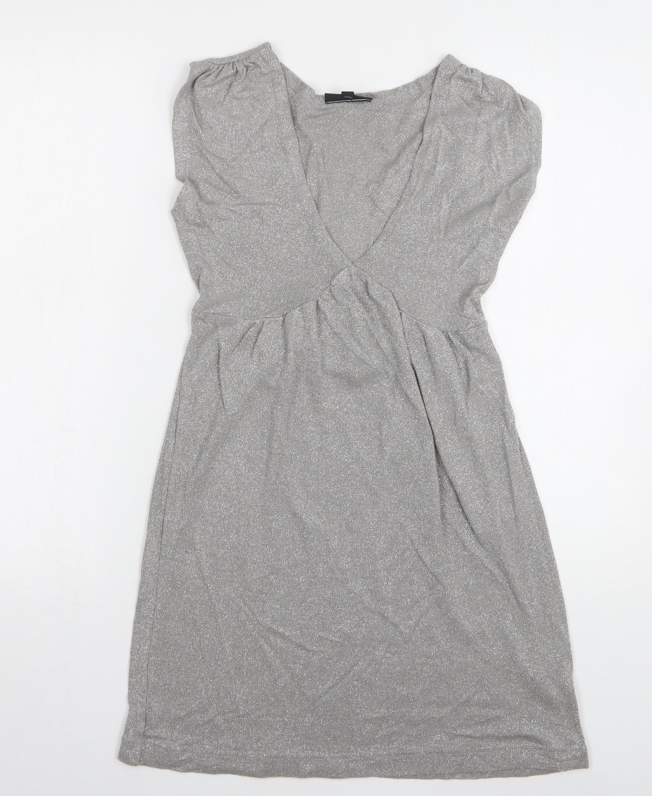 Warehouse Womens Grey V-Neck Viscose Vest Jumper Size 8
