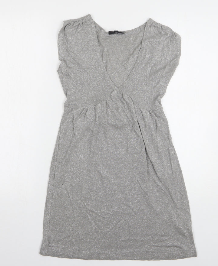 Warehouse Womens Grey V-Neck Viscose Vest Jumper Size 8