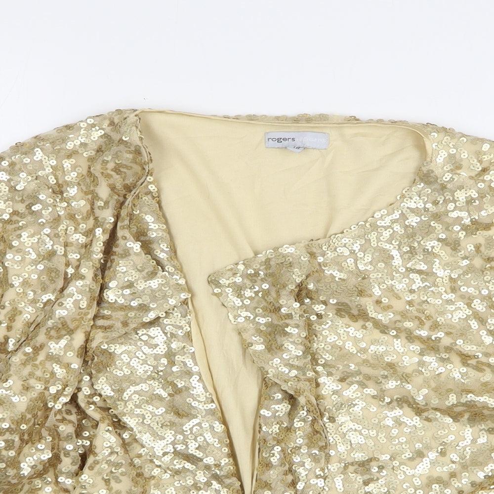 Rodgers + Rodgers Womens Gold Round Neck Polyester Cardigan Jumper Size 18