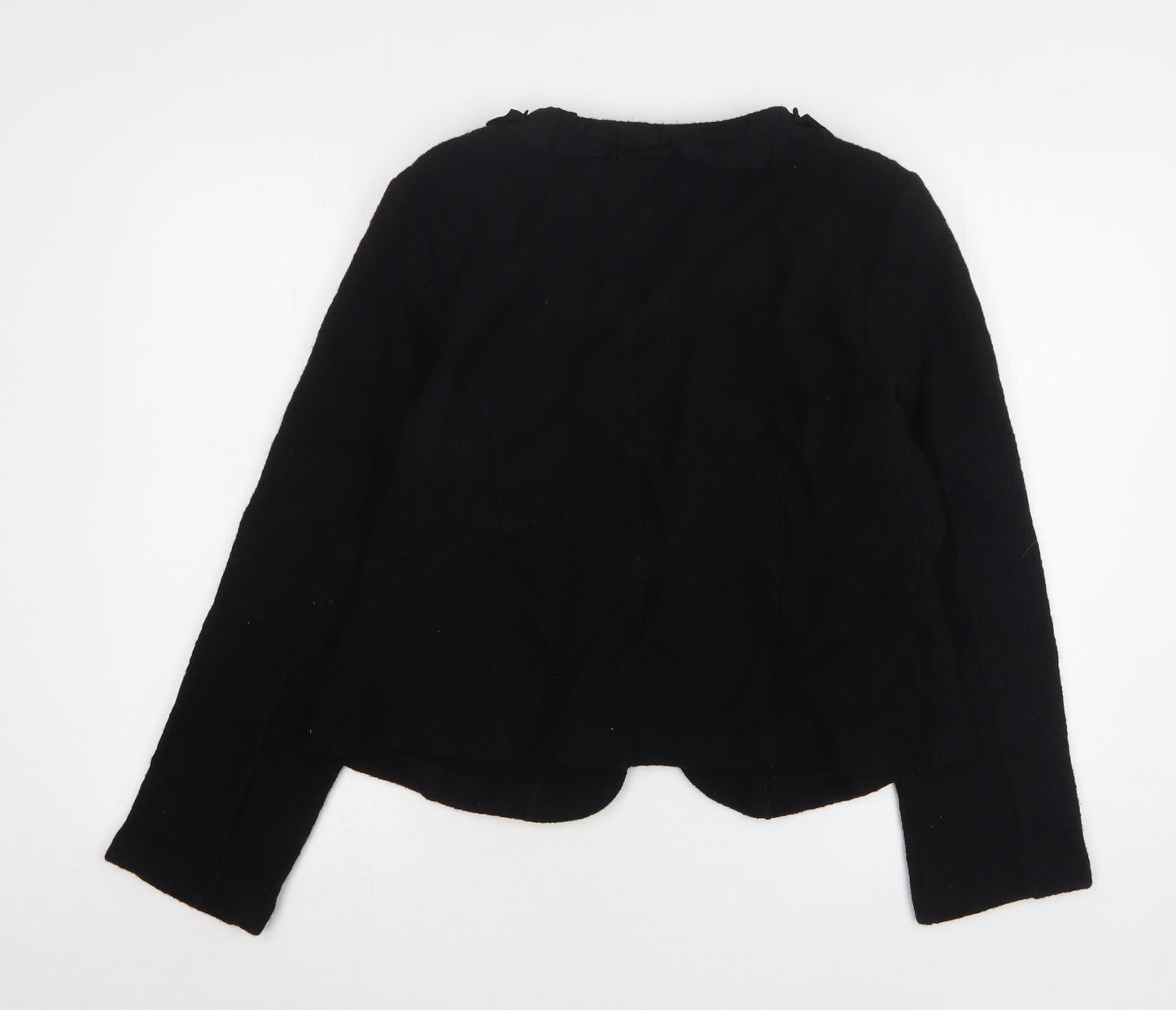 Fenn Wright Manson Womens Black Round Neck Wool Cardigan Jumper Size 16