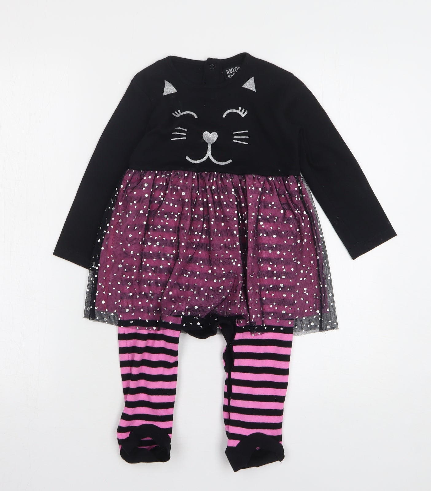 HallowScream Girls Multicoloured Striped Cotton Babygrow One-Piece Size 18-24 Months