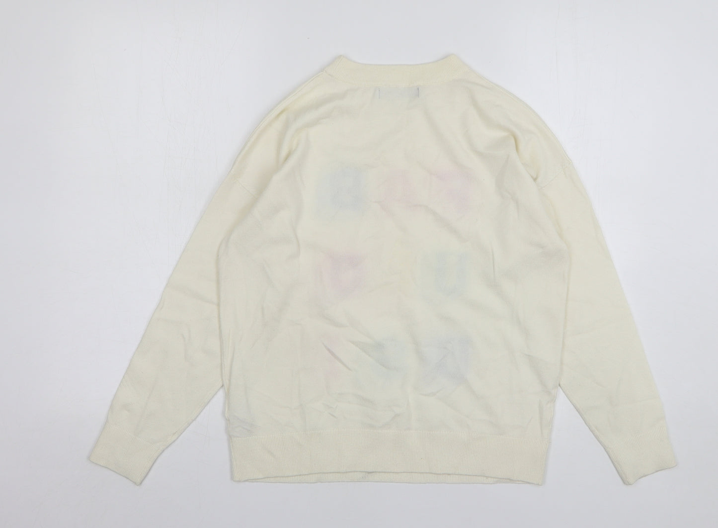 Marks and Spencer Womens Beige Round Neck Viscose Pullover Jumper Size M