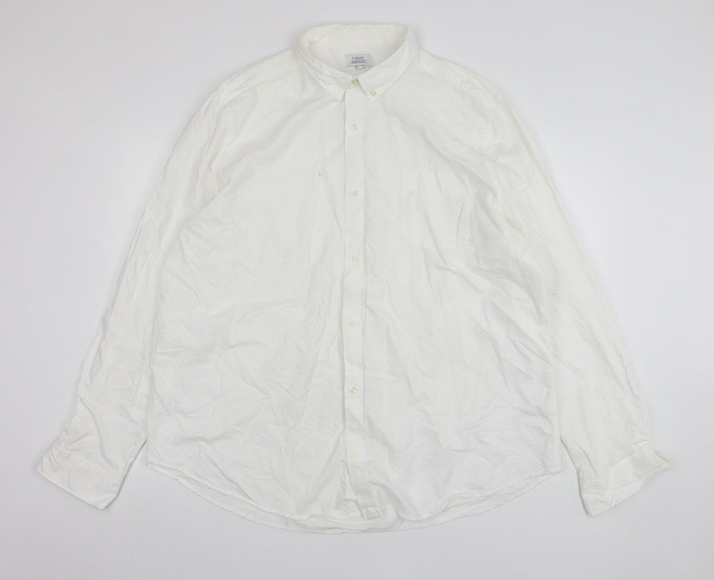 NEXT Mens White Cotton Button-Up Size 3XL Collared