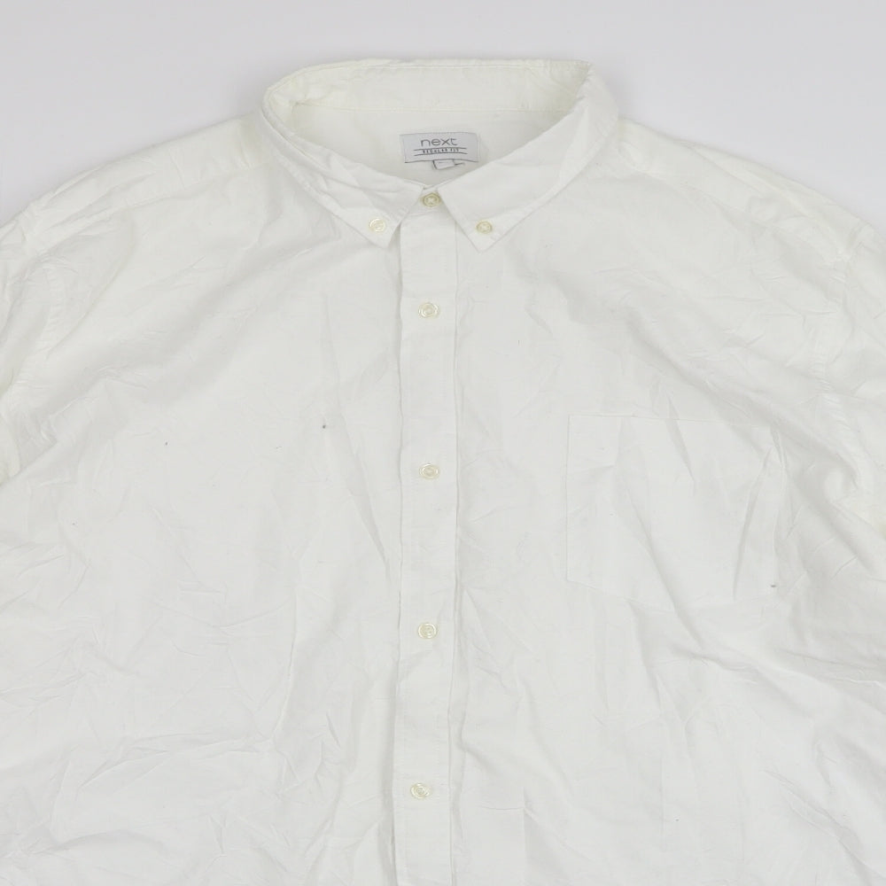 NEXT Mens White Cotton Button-Up Size 3XL Collared