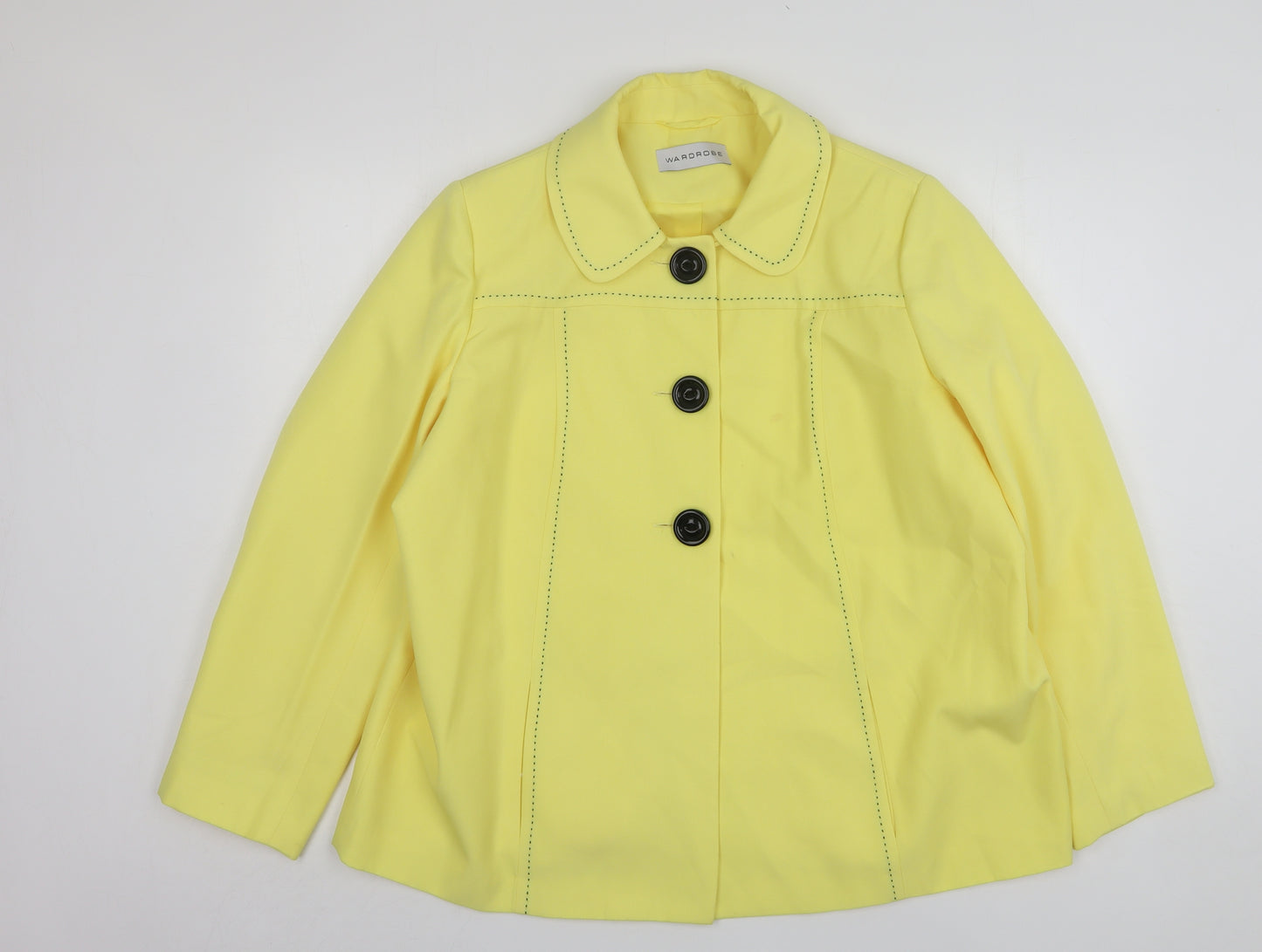 Wardrobe Womens Yellow Overcoat Coat Size 20