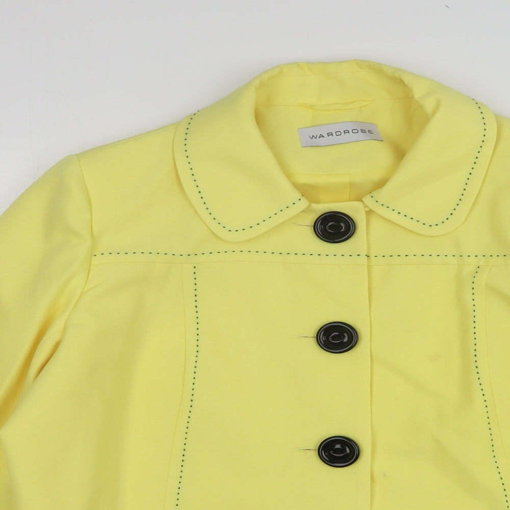 Wardrobe Womens Yellow Overcoat Coat Size 20