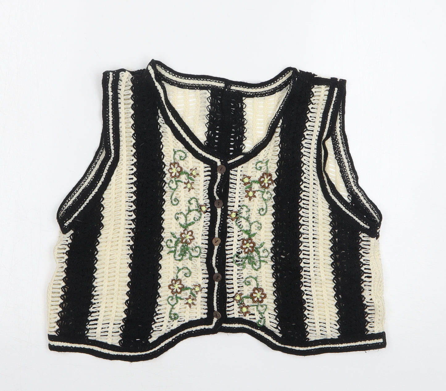 Shein Womens Multicoloured Round Neck Striped Acrylic Cardigan Jumper One Size
