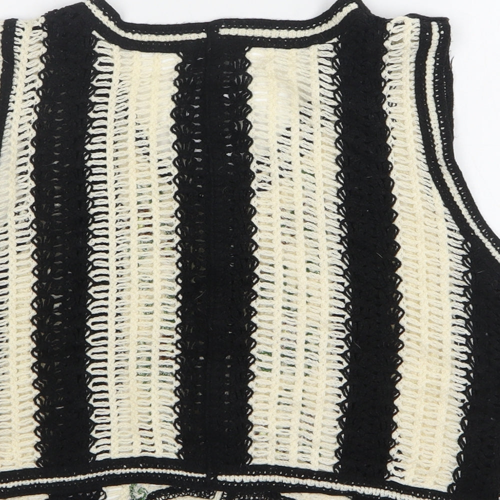 Shein Womens Multicoloured Round Neck Striped Acrylic Cardigan Jumper One Size