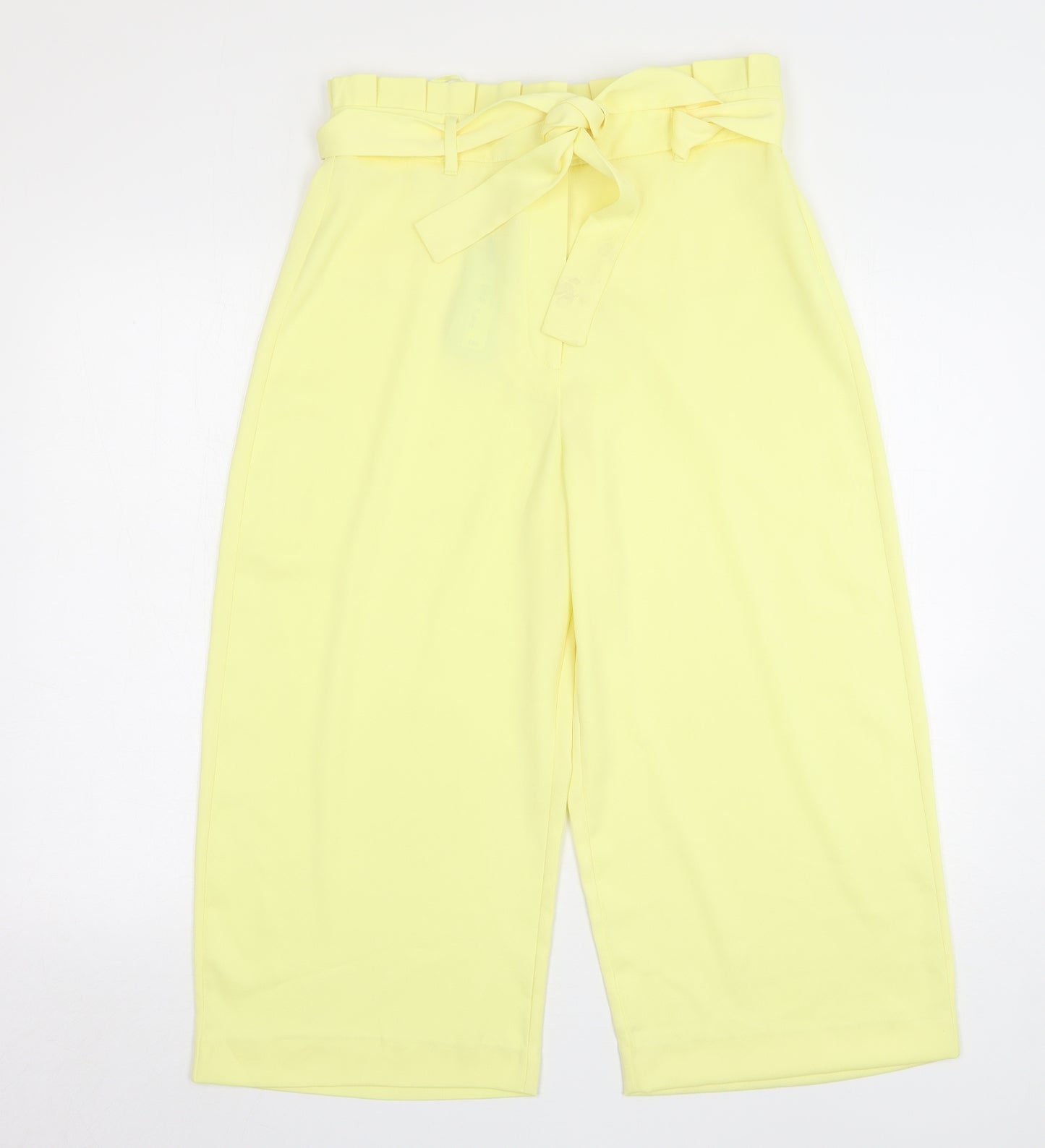 River Island Womens Yellow Polyester Trousers Size 12 L21 in Regular