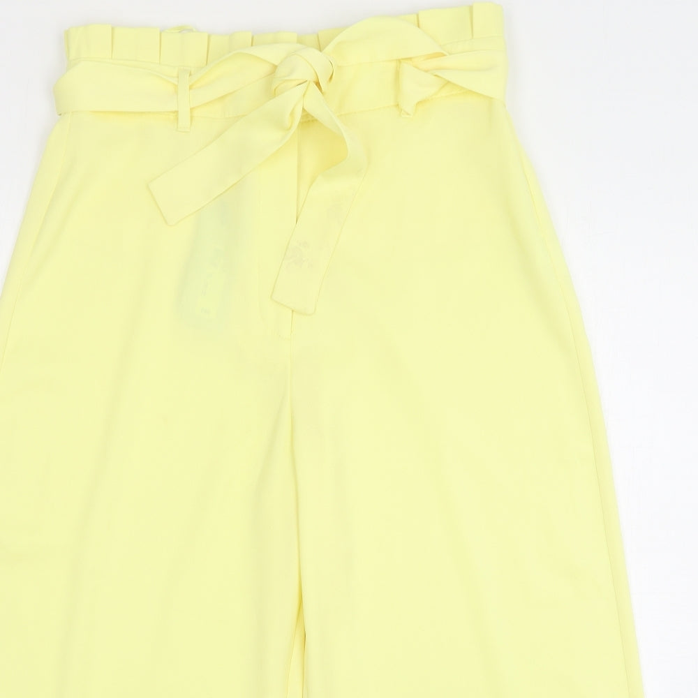 River Island Womens Yellow Polyester Trousers Size 12 L21 in Regular