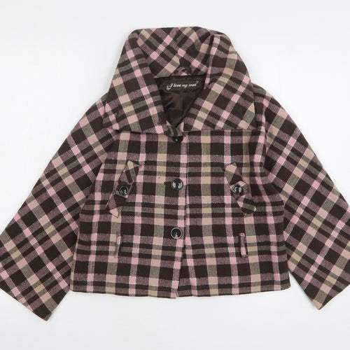 Matalan Girls Multicoloured Check Basic Coat Coatigan Size 10-11 Years