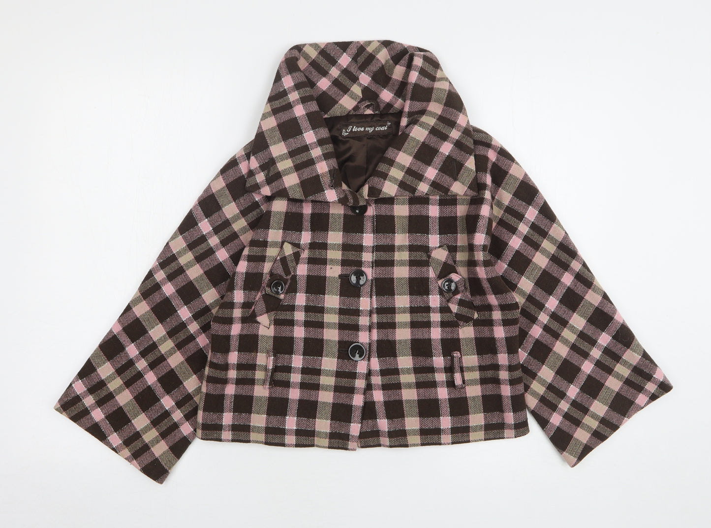 Matalan Girls Multicoloured Check Basic Coat Coatigan Size 10-11 Years