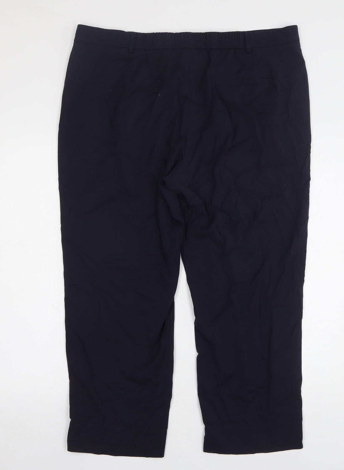 Marks and Spencer Womens Blue Viscose Cropped Trousers Size 20 L27 in Regular