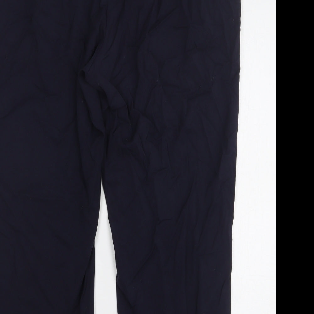 Marks and Spencer Womens Blue Viscose Cropped Trousers Size 20 L27 in Regular