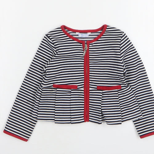 Mayoral Girls Blue Striped Jacket Size 24 Months