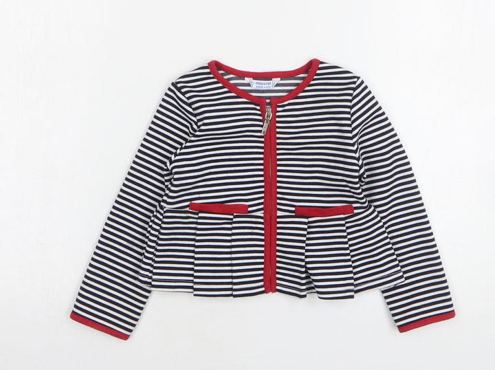 Mayoral Girls Blue Striped Jacket Size 24 Months