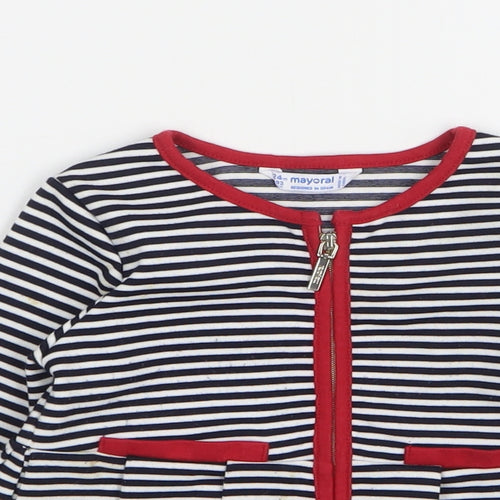 Mayoral Girls Blue Striped Jacket Size 24 Months