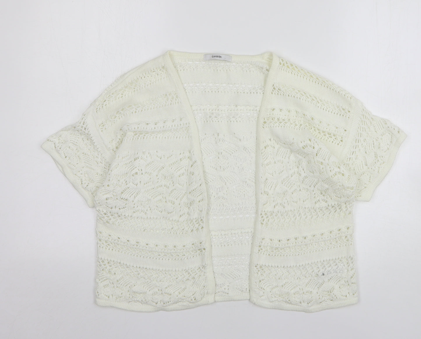 George Womens White Collared Cotton Cardigan Jumper Size 14
