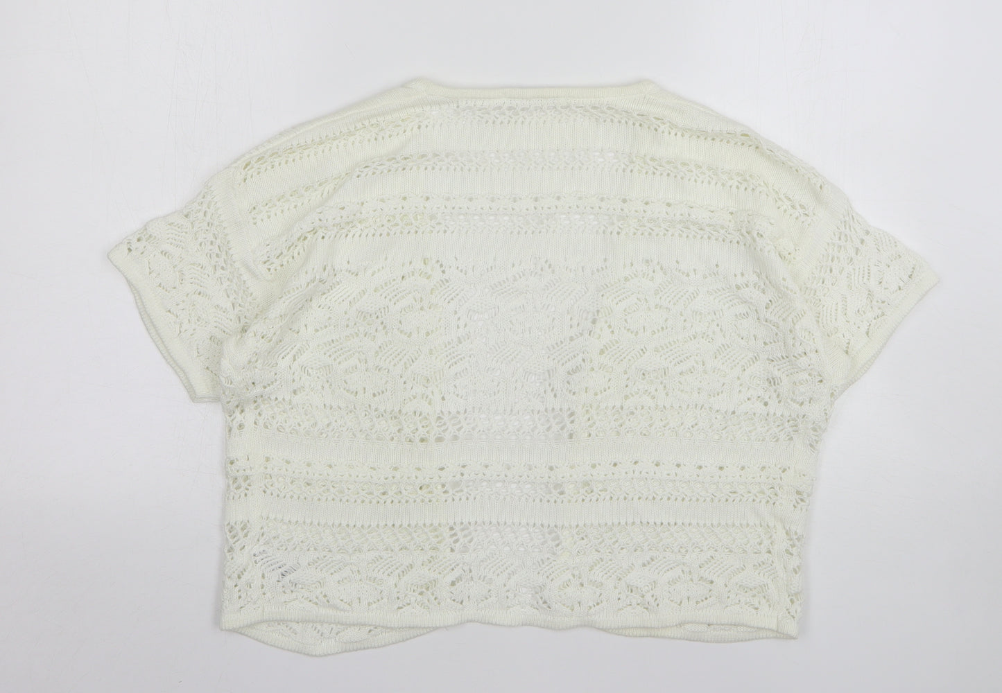 George Womens White Collared Cotton Cardigan Jumper Size 14