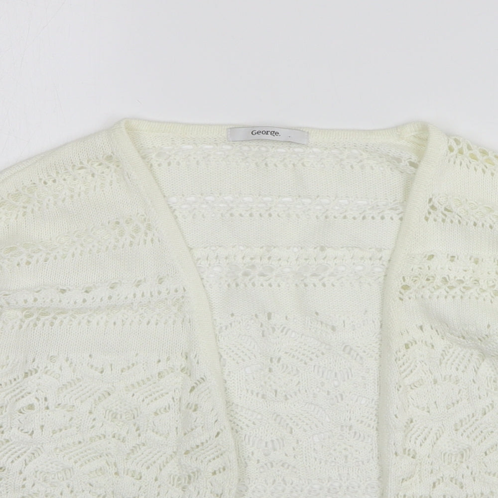 George Womens White Collared Cotton Cardigan Jumper Size 14