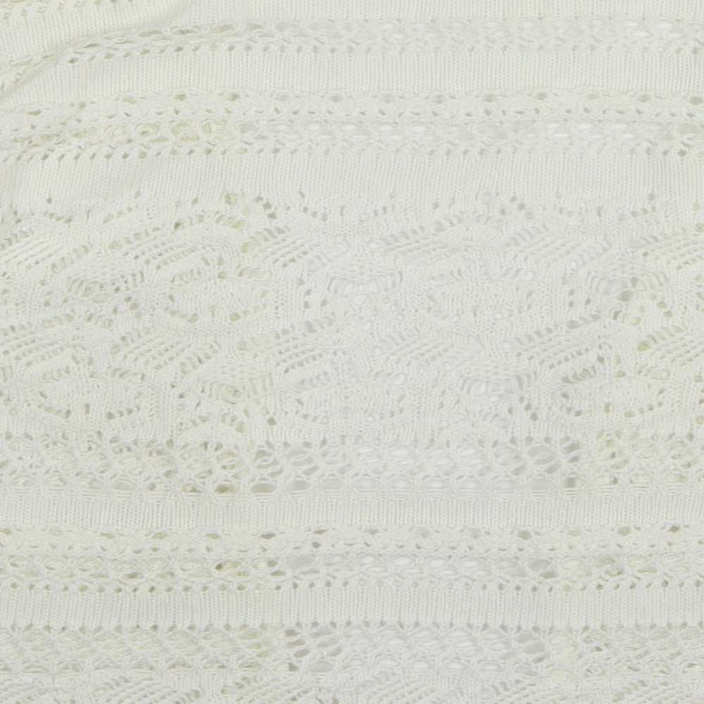 George Womens White Collared Cotton Cardigan Jumper Size 14