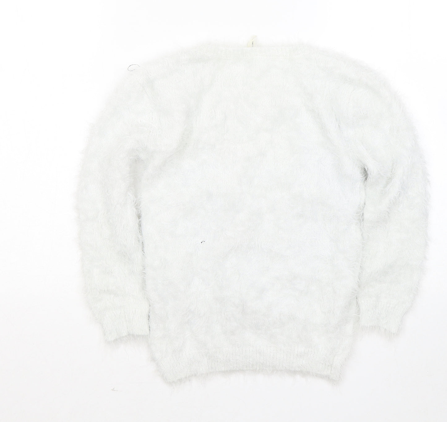 Young Dimension Girls White Round Neck Polyester Pullover Jumper Size 6-7 Years - Panda