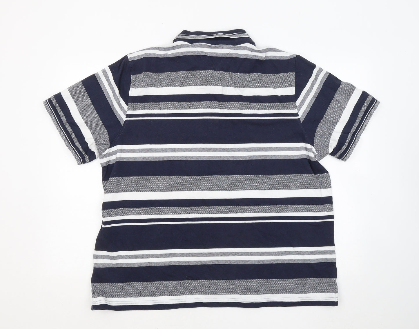 Lincoln Mens Blue Striped Cotton Polo Size 2XL Collared