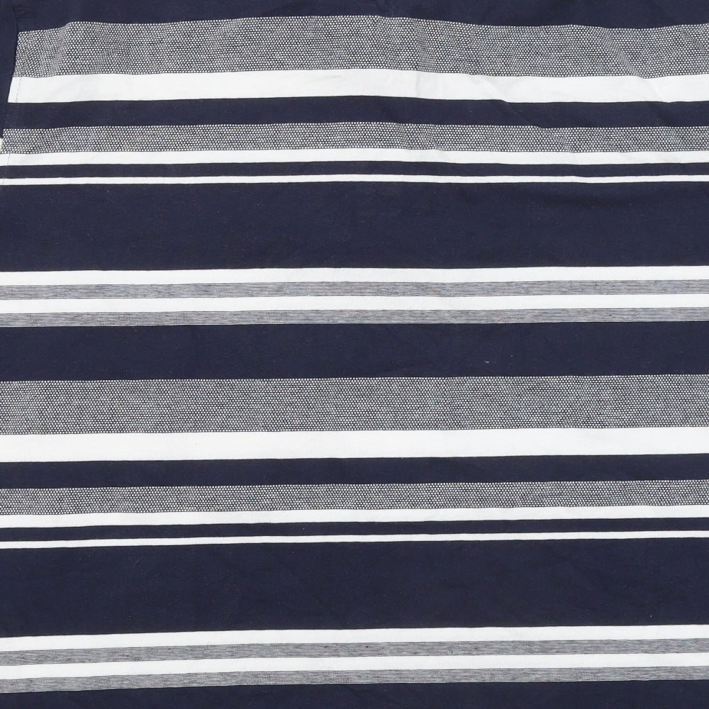 Lincoln Mens Blue Striped Cotton Polo Size 2XL Collared