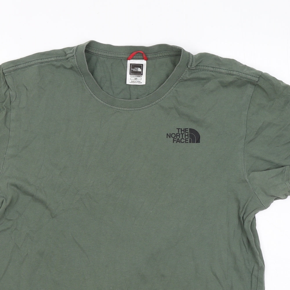 The North Face Mens Green Cotton T-Shirt Size S Round Neck