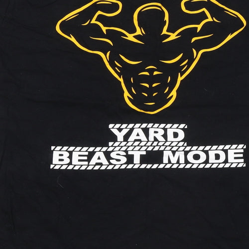 Gildan Mens Black Cotton T-Shirt Size L Round Neck - The Yard Beast Mode
