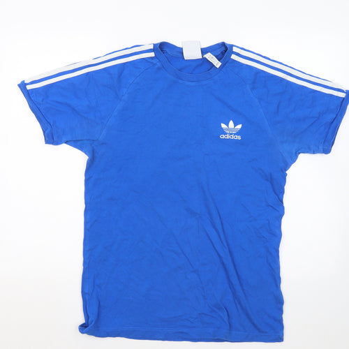 adidas Mens Blue Cotton T-Shirt Size S Round Neck