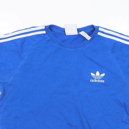 adidas Mens Blue Cotton T-Shirt Size S Round Neck