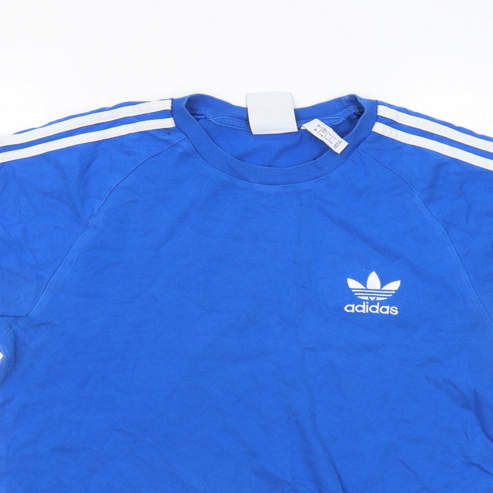 adidas Mens Blue Cotton T-Shirt Size S Round Neck