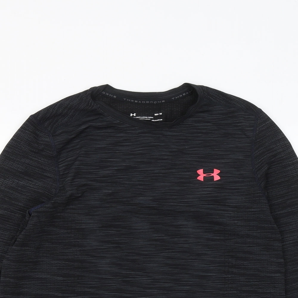 Under armour Mens Black Polyester Basic T-Shirt Size M Round Neck