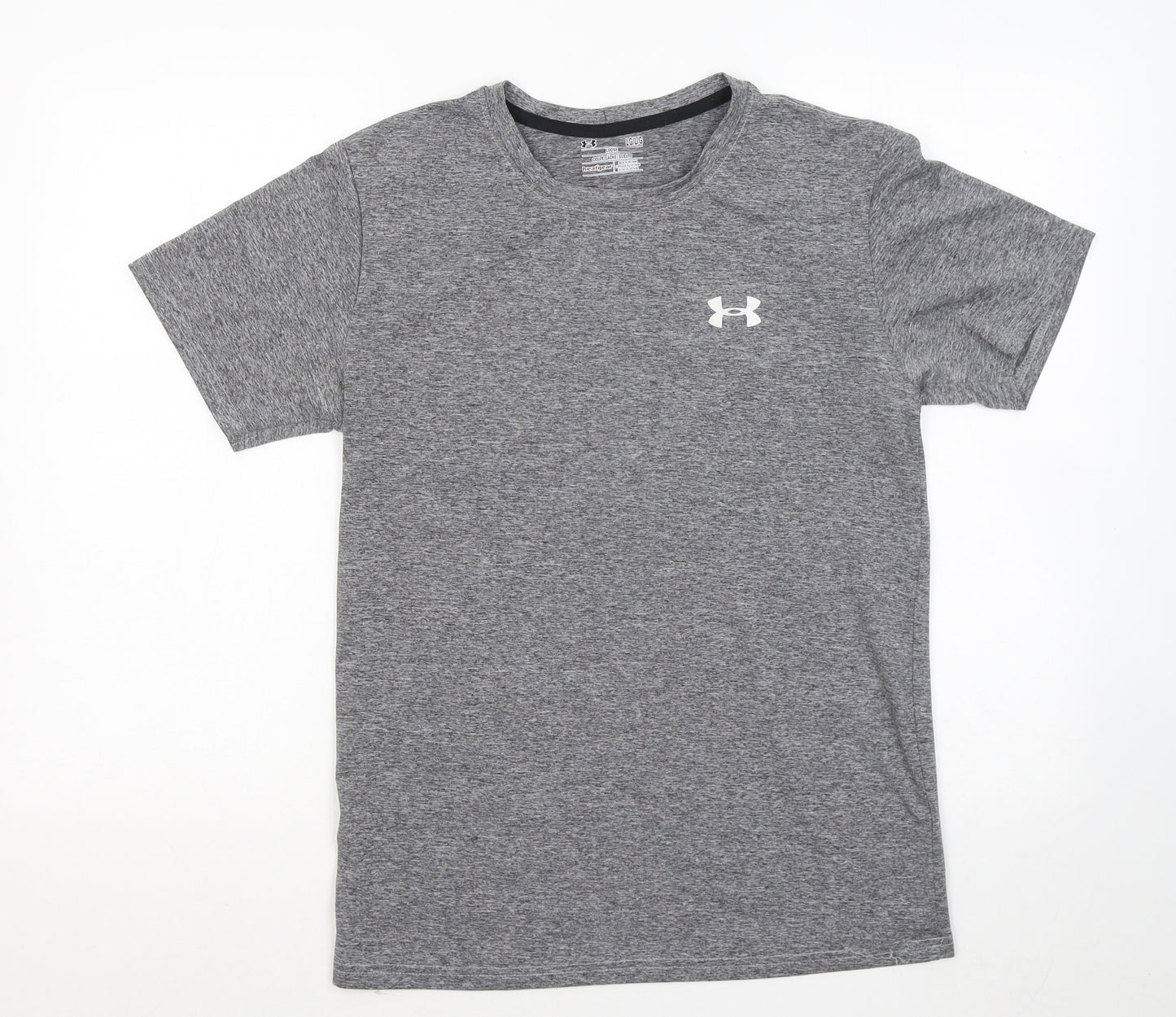 Under armour Mens Grey Polyester Basic T-Shirt Size L Round Neck