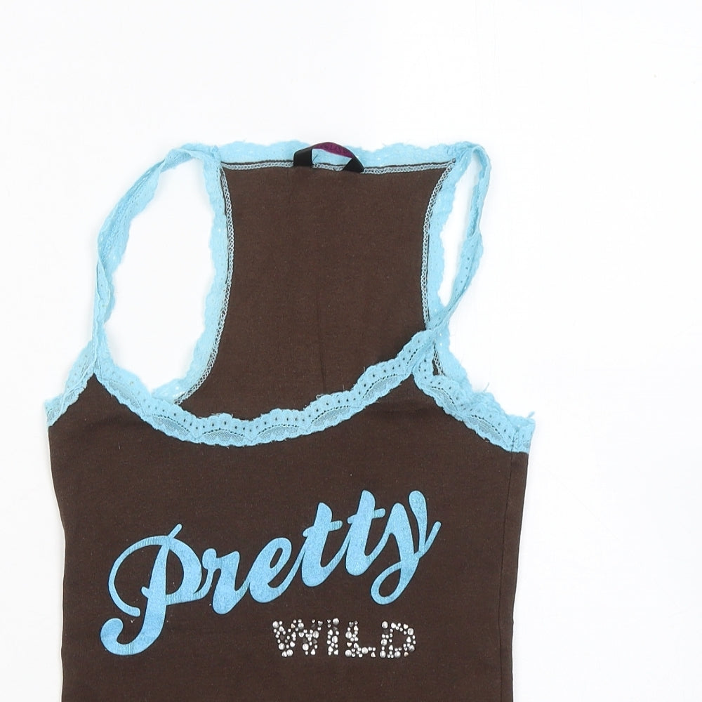 La Senza Womens Brown Cotton Basic Tank Size 8 Round Neck - Pretty Wild